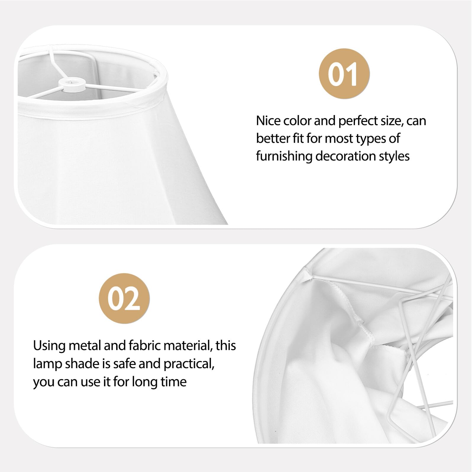 Abat-jour Tambour Pliable en Tissu et Métal, Base E27, Blanc