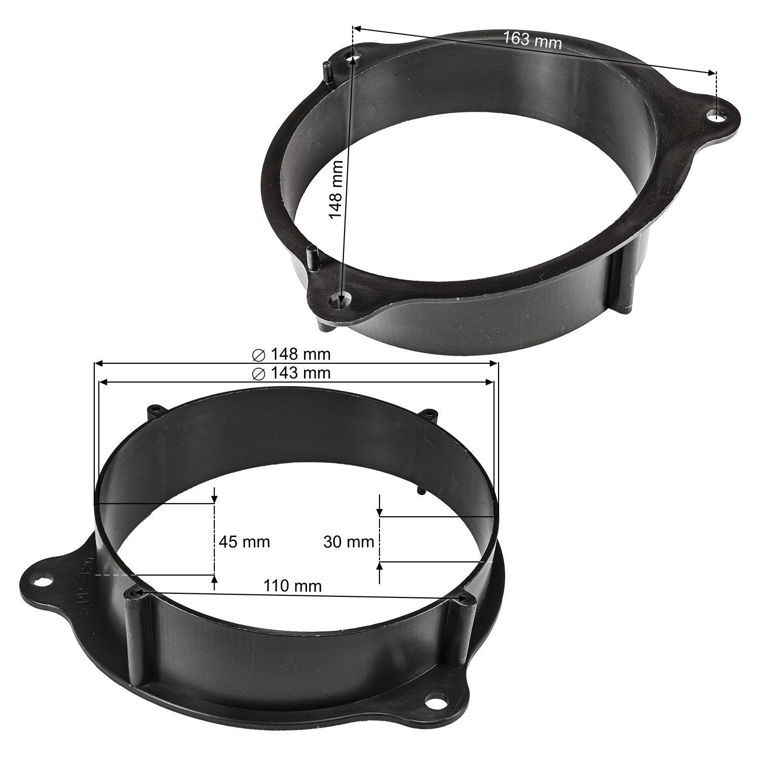tomzz Audio 2834-023 Anneaux de Haut-parleurs Adaptateurs Supports compatibles avec Mercedes Renault Citan Kangoo à partir de 2012 Porte Avant pour Haut-parleurs 165mm DIN