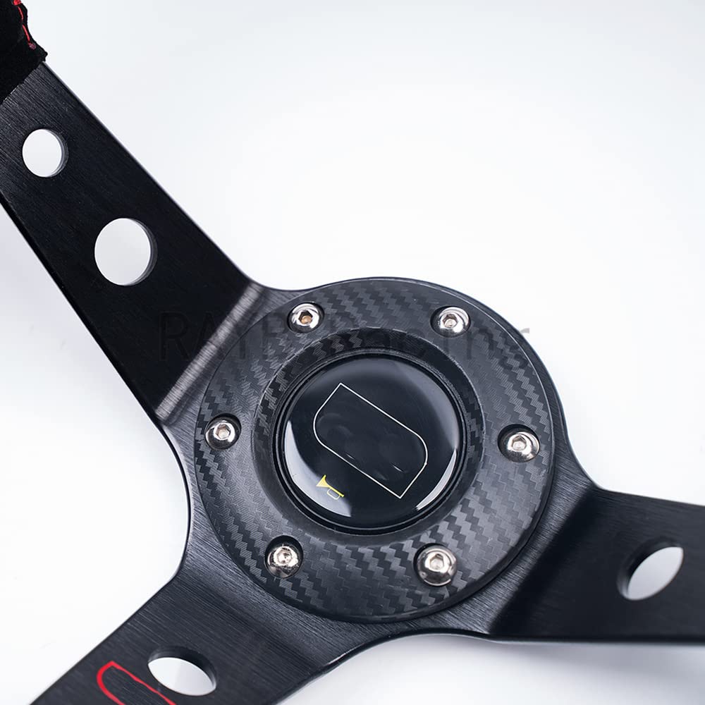 Volante da Corsa Universale,Volante Sportivo Volanti universale da 14 pollici 350 millimetri Auto Racing profonda(Blue)