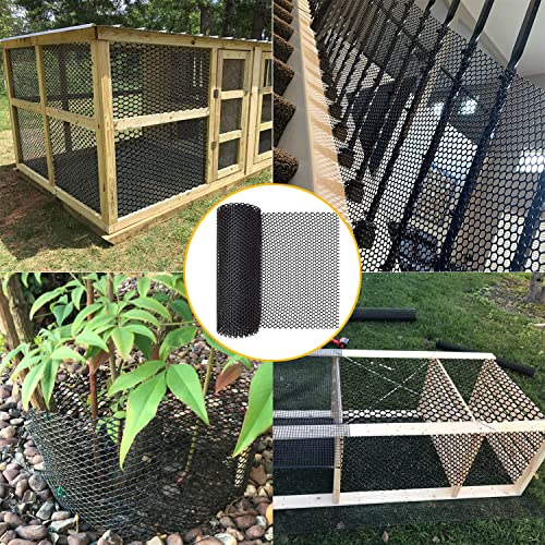 Plastic Chicken Wire Fence Mesh 15.7In X 10Ft Hexagonal Plastic Poultry Netting For Chicken, Black Upgraded Plastic Garden Mesh Fencing For Gardening Wire Frame For Crafts, Balcony Protection Net #TOP4
