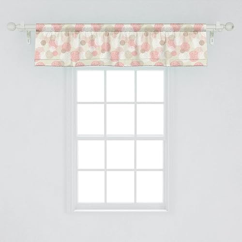 Miniatura 94 de Lunarable Cenefa de ventana abstracta contemporánea, líneas irregulares monocromáticas y nodos patrón curvilíneo, cenefa de cortina para decoración