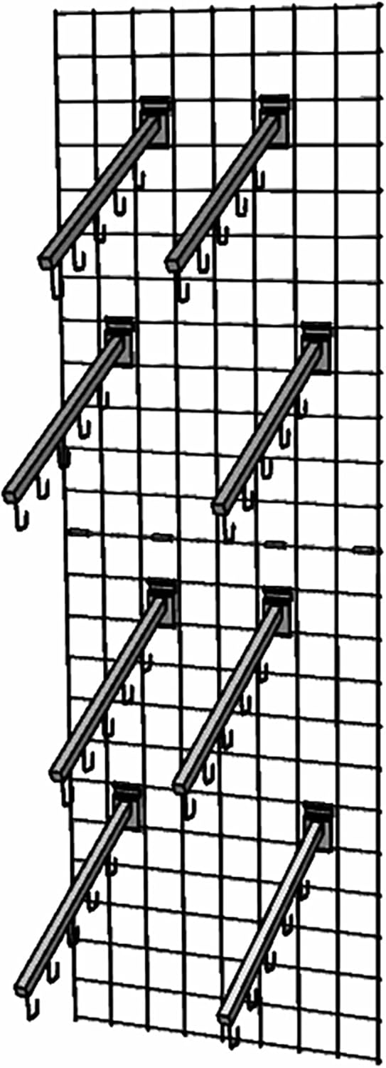 2 x 6 Feet Gridwall Display (2 Units of 2X3' Panels) with 4 Waterfall Hangers 15809+119072(4HOOK)-NP