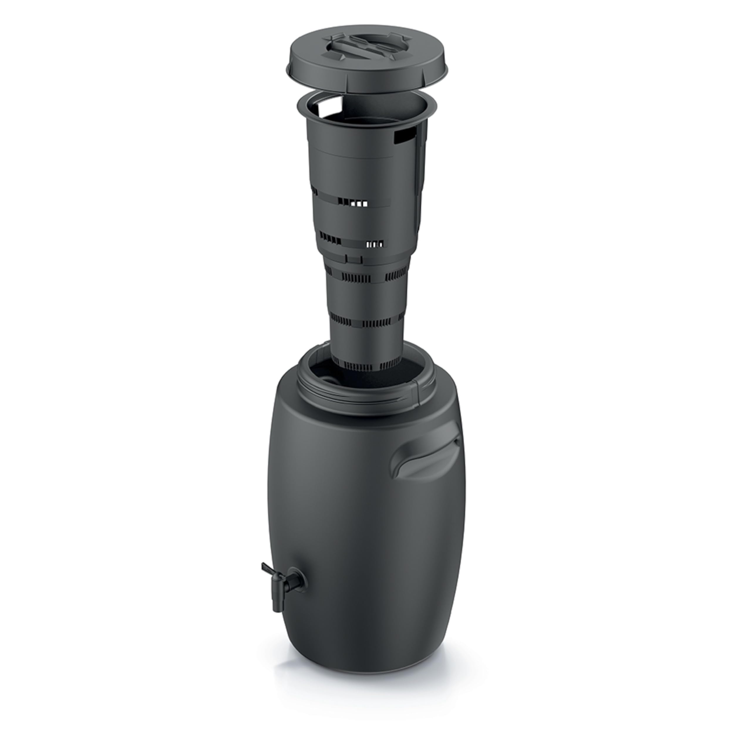 Bac à compost bio pour la production d'engrais avec robinet, 55 l, noir, anthracite, composteur pour déchets biologiques