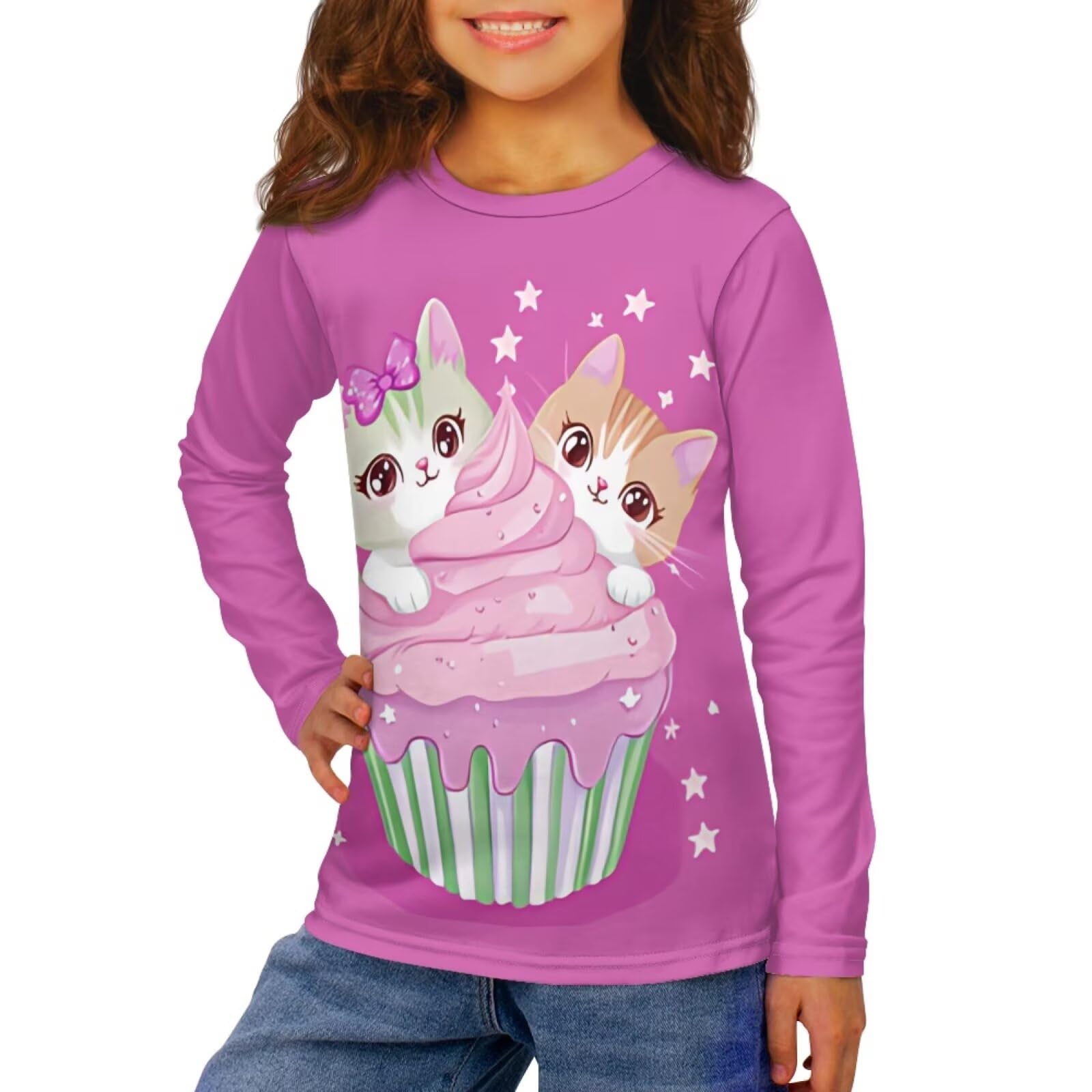 Long Sleeve Shirts for Girls Winter Tops 3-16t Cartoon T Shirts for Fall Clothes