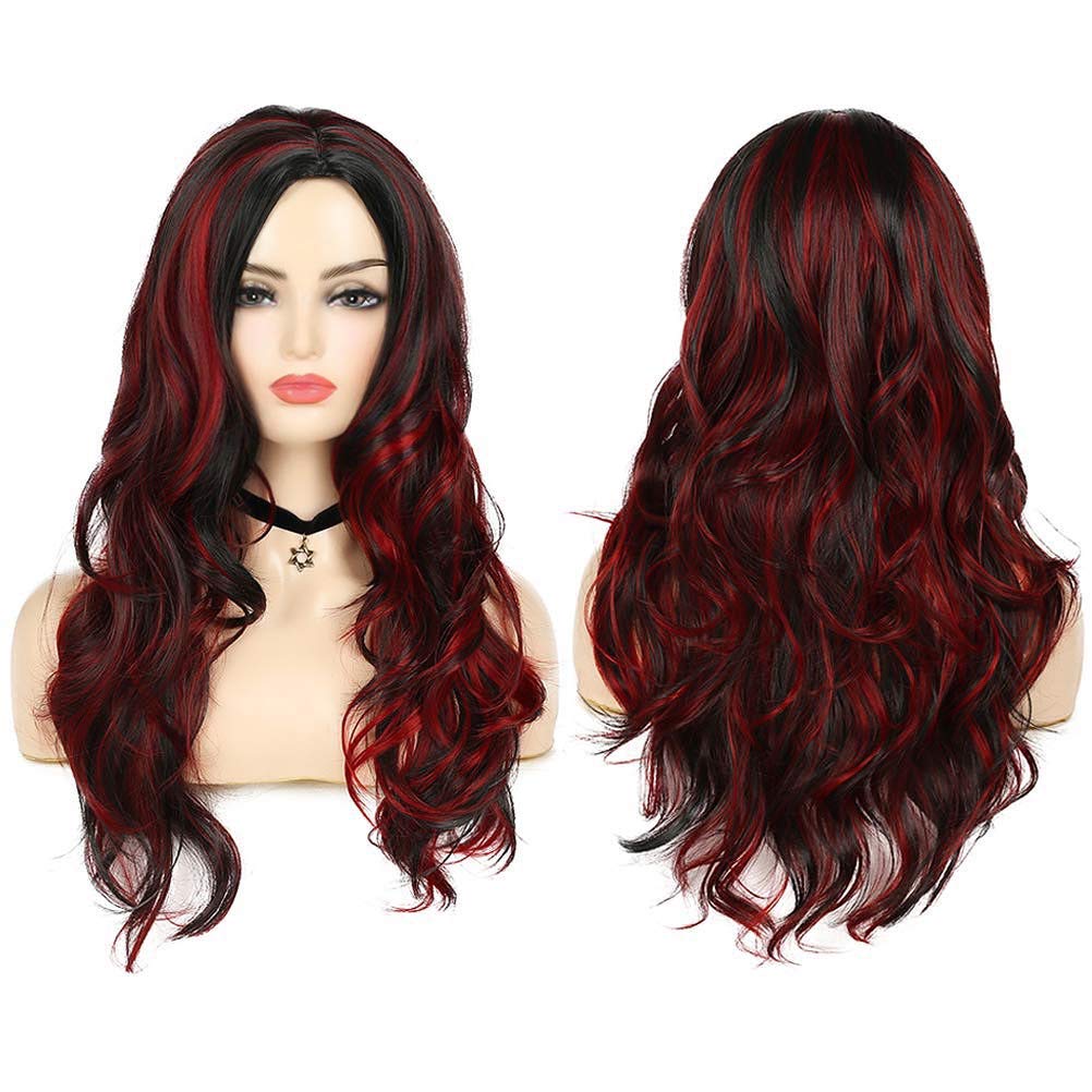 Amazon.com : Sallcks Black Red Wig for Women Long Wavy Wig 