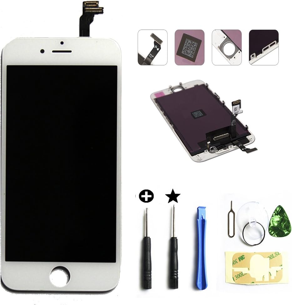 PassionTR LCD Touch Screen Digitizer Frame Assembly Full Set Touch Screen Replacement for iPhone 6, 4.7-inch, White