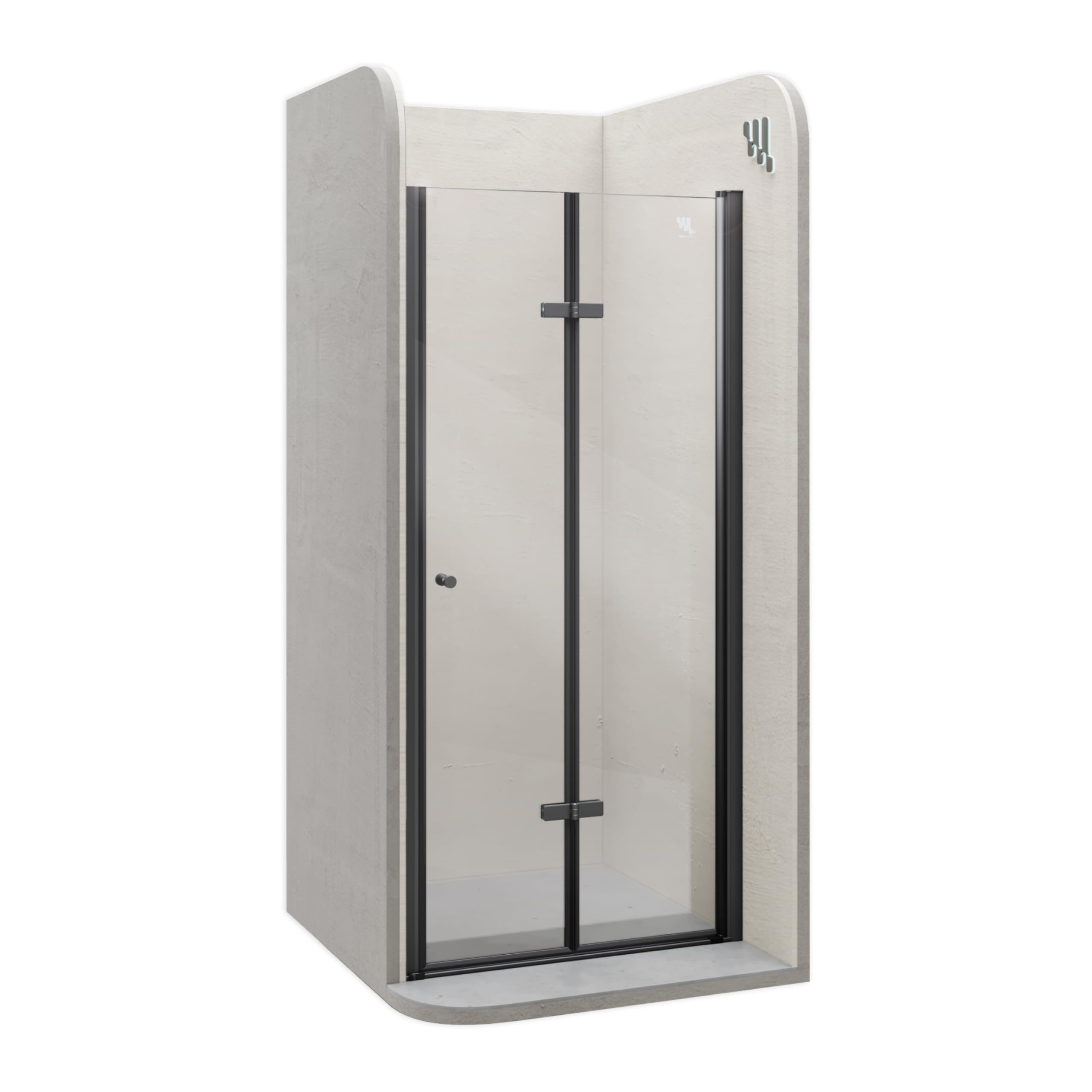 i-flair Mila Duschtür 80x195 cm – Nischentür aus Klarglas, Falttür mit schwarzen Aluminiumprofilen, 6 mm ESG Sicherheitsglas, Nano, Hebe-Senkmechanismus, Verstellbereich 80–83,5 cm, DK822