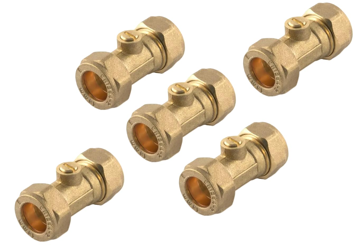 22.5 Team Controls Brass Tc Isolation Valves Isolating Valve Slotted 15Mm Compression Wras Approved Pack Of 5