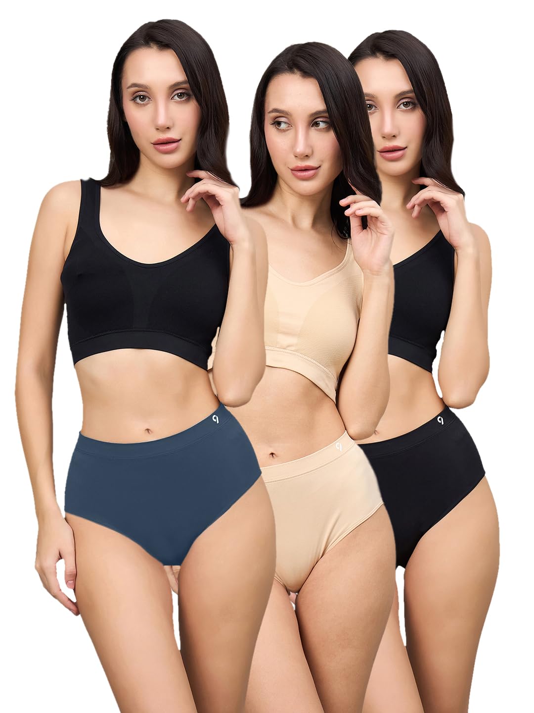 c9 airwear Women’s Pack of 3 Soft Seamless High-Rise Hipster Briefs & All-Day Comfort Multicolour-picture-18