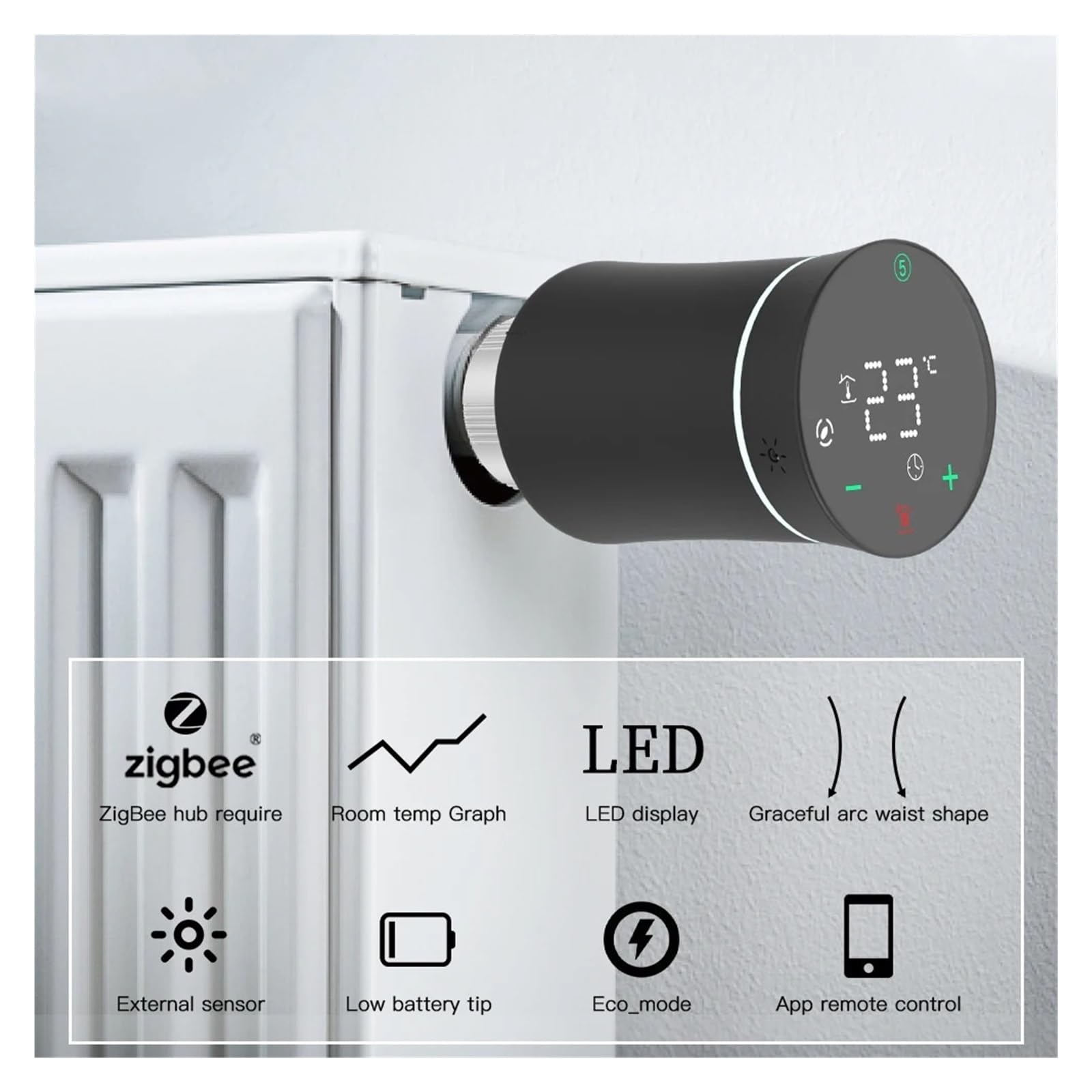 ZigBee3.0 TRV Nowy Siłownik Grzejnikowy Zawór Tuya Inteligentny Programowalny Termostat Temperatura Grzejnik Sterowanie Głosowe OszczęDza Energię I Koszty Ogrzewania(Option 4)