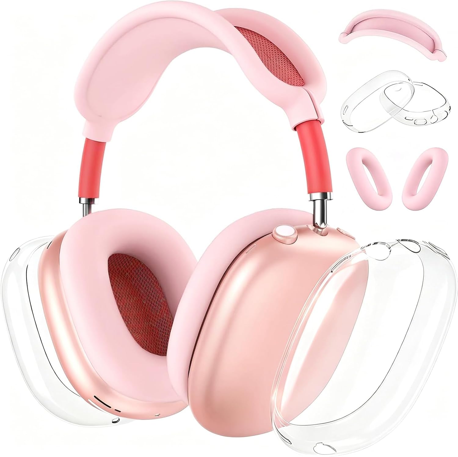 Silicone Case for AirPods Max 2/1 (2026/2024/2020),Clear Soft TPU Ear Cups Sheel, Ear Pad Cover,Headband Cover for AirPods Max,Transparent Accessories for Apple Headphone,Orange