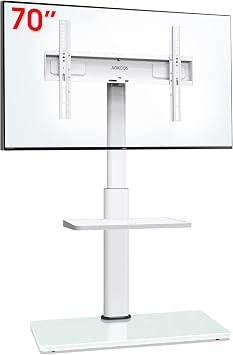 AOKCOS TV Stand TV floor Stand for 32-70 inch TVs up to 40 KG,1350mm with Shelves, Height adjustable Tiltable Swivel Corner TV stand, max. VESA 400x400mm