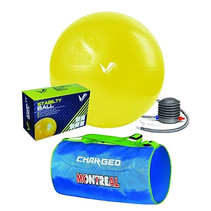 VERIFIED Gym Set with VERIFIED 65 CM Stability Ball and Charged Montreal Small Gym Bag Sky