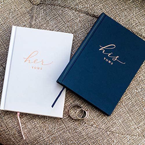 J&A Homes Vow Books His And Hers Hardcover - Wedding Day Modern Gold Foil Officiant Book - Bride And Groom Wedding Book Journal - Wedding Vow Renewal Booklet Gift 5.5" X 3.9" Navy (40 Pages) #TOP2