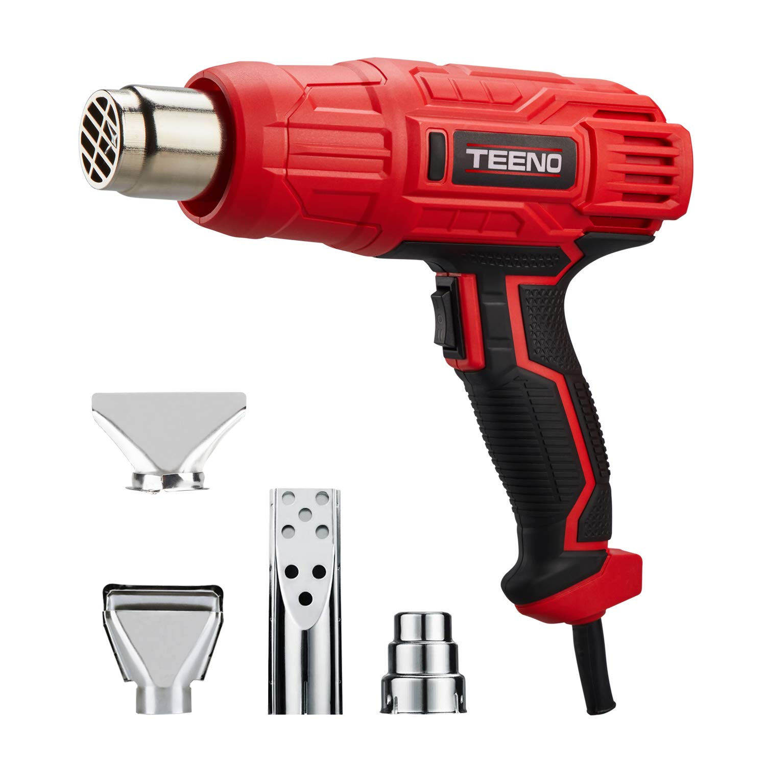 TEENO Heat Gun 2000W with 2-Temp Settings 350℃-600℃, Overload Protection, Double Heating Wire Fast Heating, Heavy Duty Hot Air Gun Kit for Shrink Wrapping/Tubing, Paint Removing, Epoxy Resin, Crafts