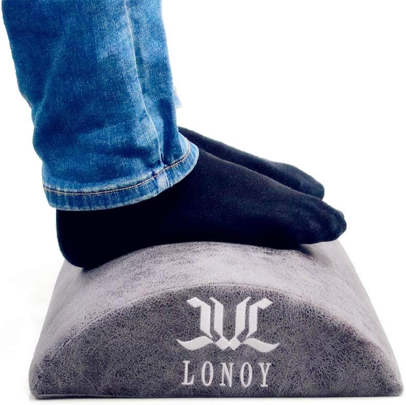 Ergonomic Foot Rest Under Desk,Premium Leathaire Soft Foam Footrest for Desk,The Most Durable Materials Desk Foot Rest for Office,Home,Travel,Most Comfortable Foot Stool Rocker.(Gray)