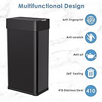 Vista 9 de Arlopu Basurero automático de 18.5 galones, cubo de basura de acero inoxidable con sensor de movimiento de 70 pulgadas, papelera cepillada sin