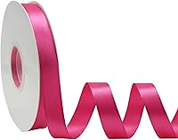 Vista 95 de Cinta de satén rosa polvoriento de doble cara, 3/8 pulgadas x 50 yardas, cintas de poliéster rosa polvoriento para envolver regalos, cinta de tela