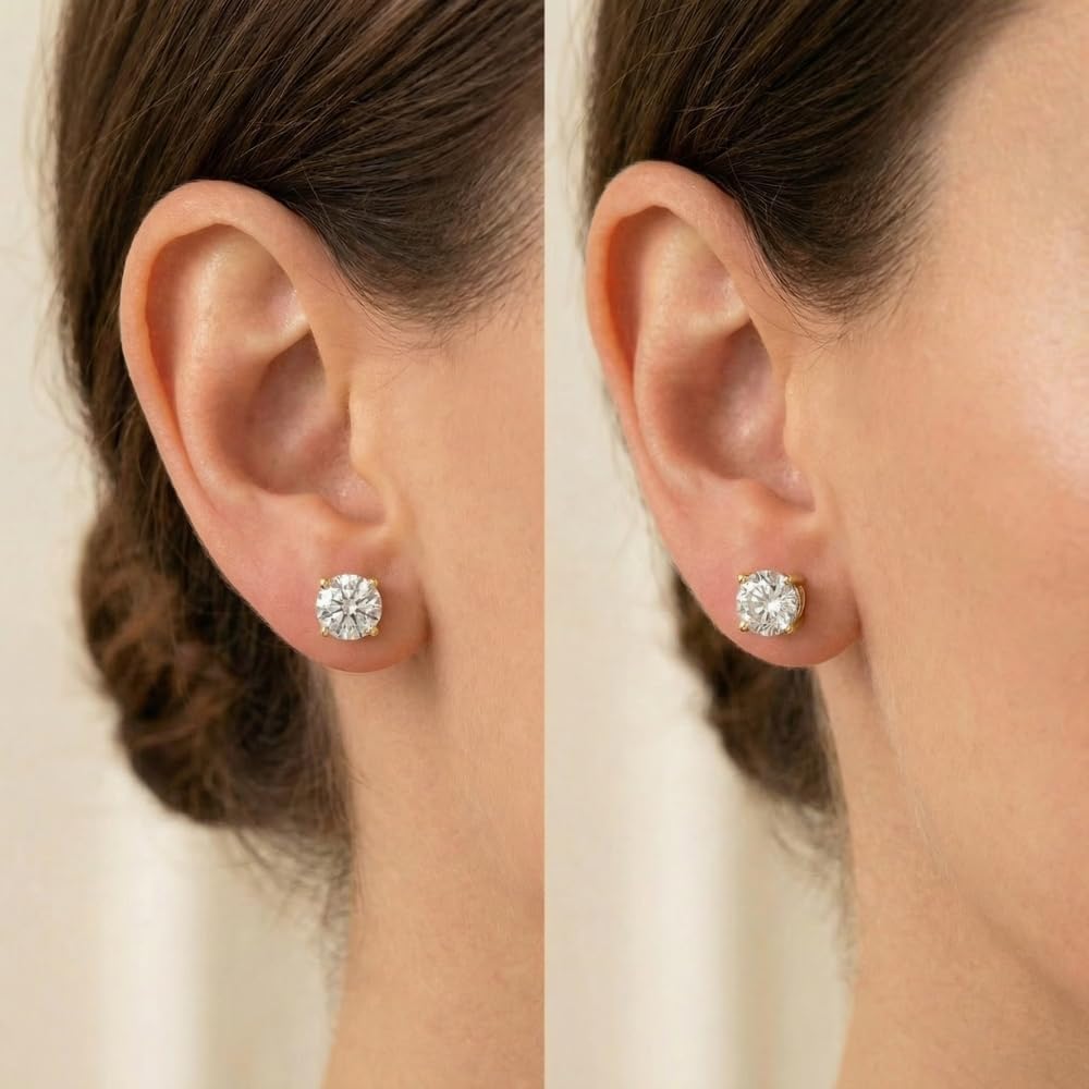 Pompeii 2 Carat Lab Grown Diamond Studs 14K Yellow Gold With Screw Backs (F,SI)