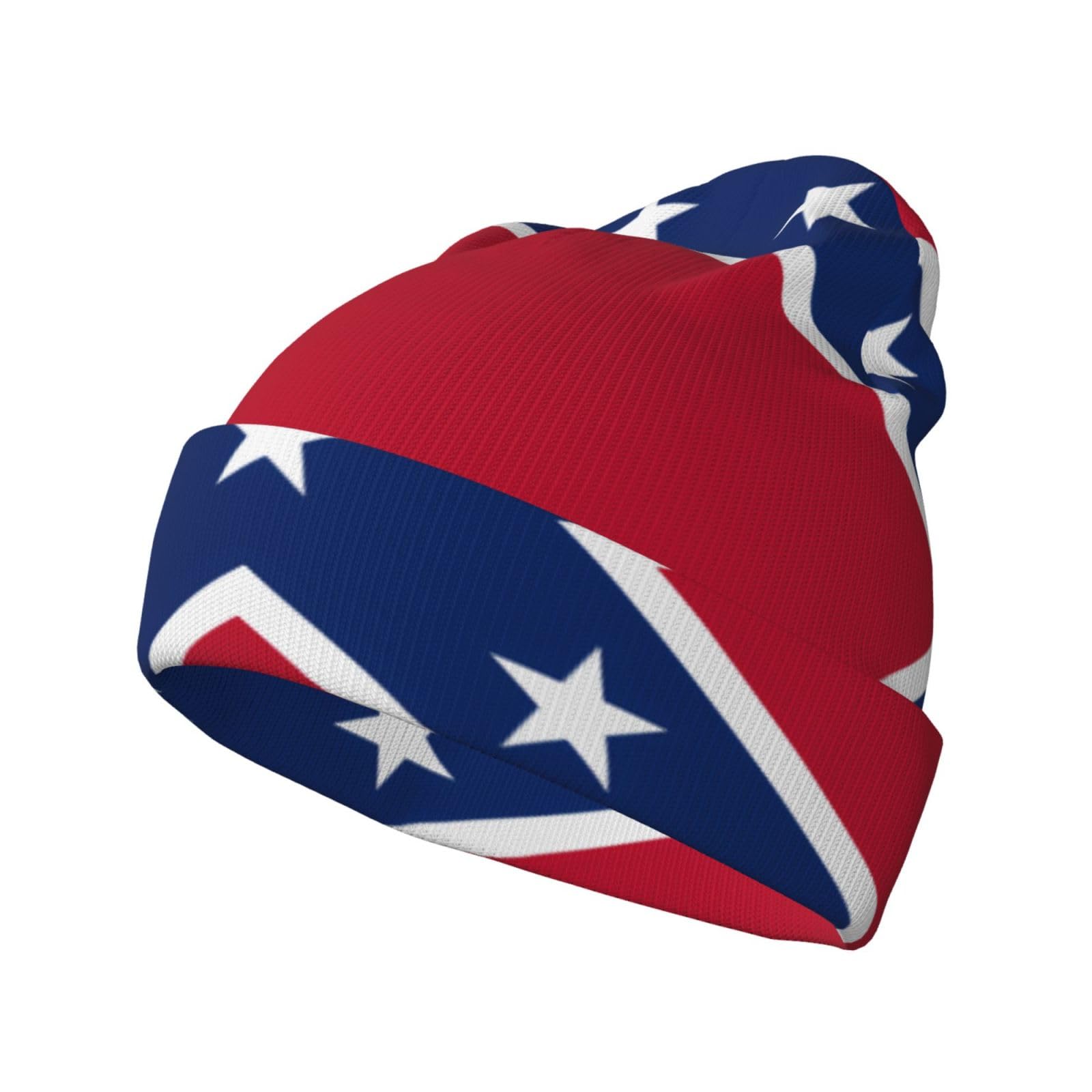 WBQLSL Confederate Flag Patterned Adult Knitted Hats, Suitable for Teenagers to wear in Autumn and Winter Black