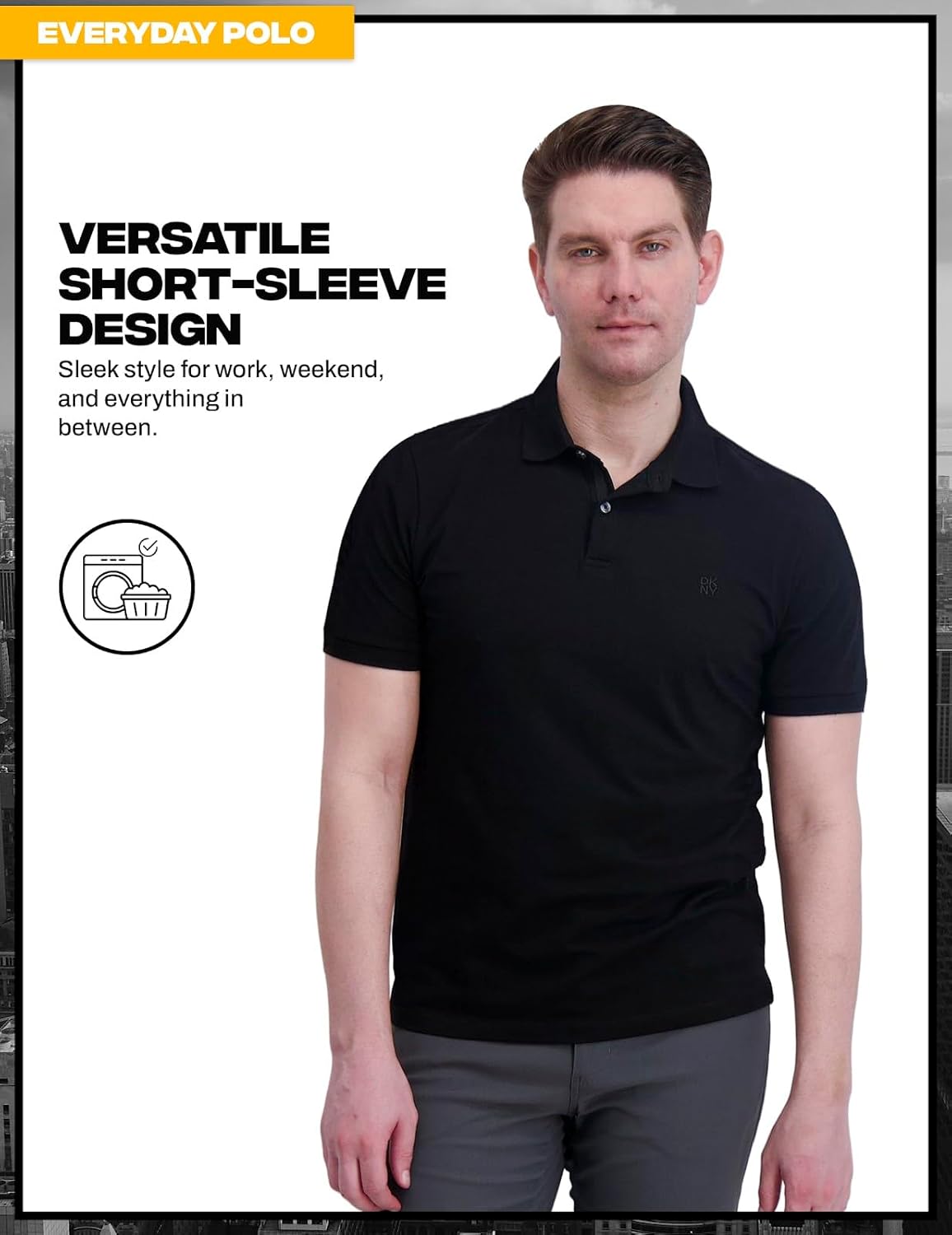 DKNY Soft Cotton Polo Shirts for Men - Modern Fit, Quick Dry, Casual Mens Polo Shirts Short Sleeve - Image 9