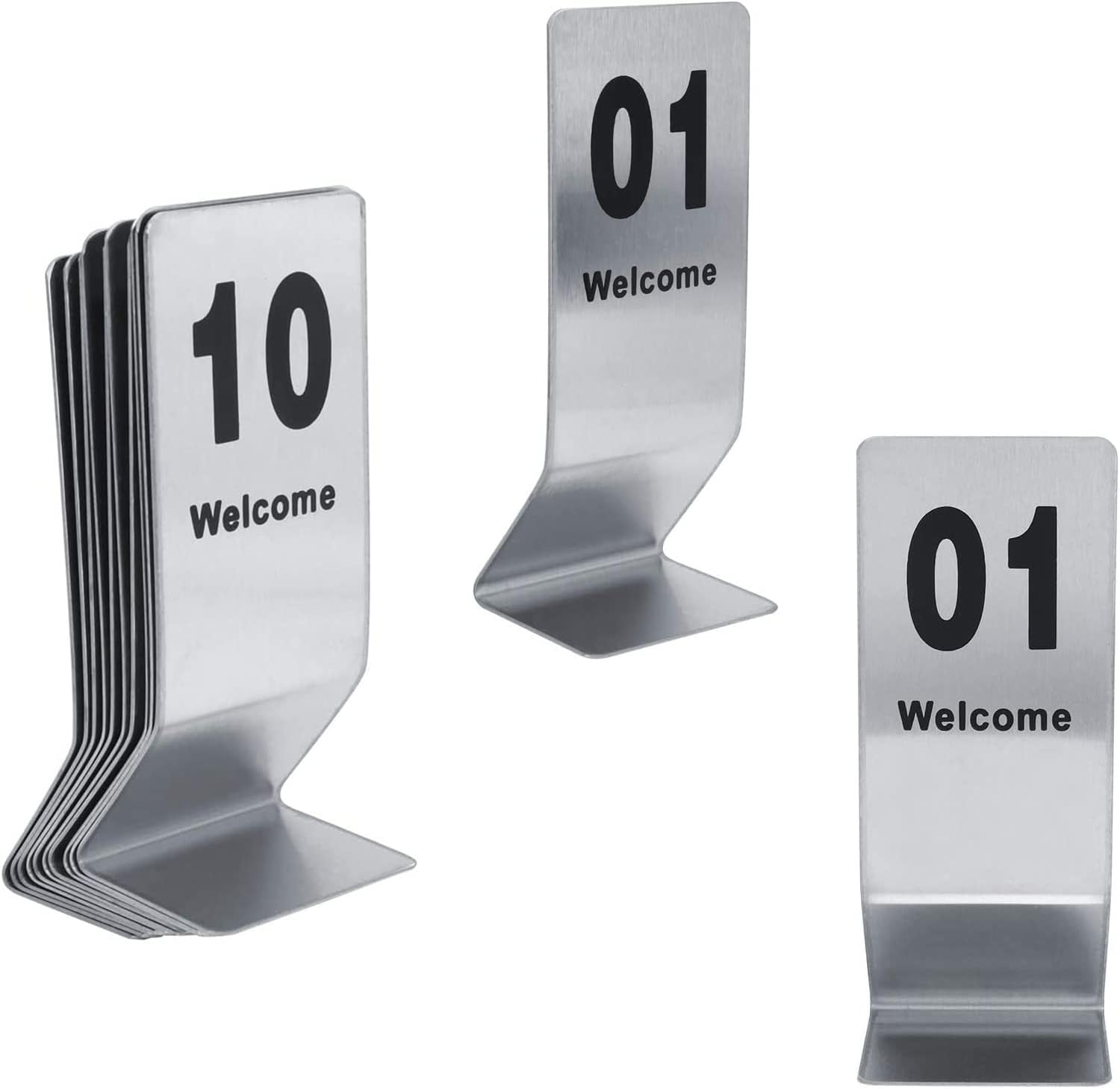 Table Signs Stackable Metal Table Numbers Cards For Weddings Restaurants Cafes Bars, Double-Side Number 1-25 1-50, Stainless Steel Place Cards Easy To Clean, Tabletop Sig,150-15.5*6 CM(6.1*2.4 Inch)