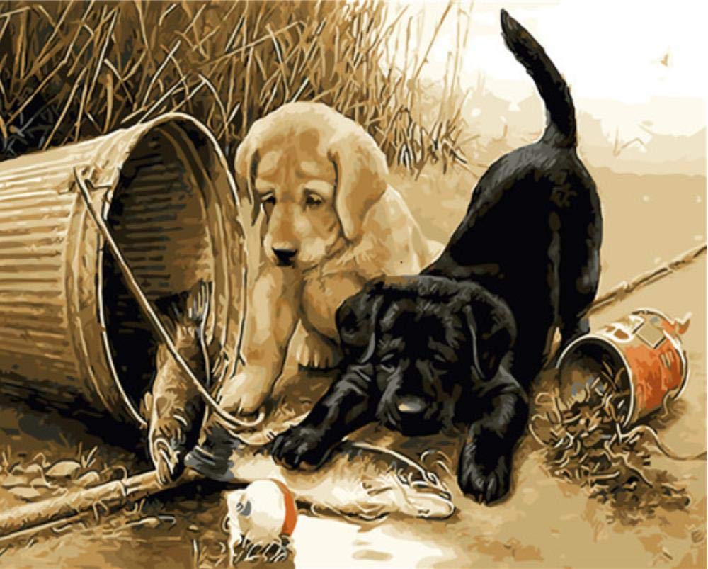 Peinture par numéros chien kit complet de peinture acrylique sur toile 40x50