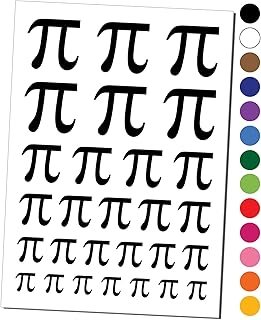 Pi Symbol Temporary Tattoo Water Resistant Fake Body Art Set Collection - Black (One Sheet)