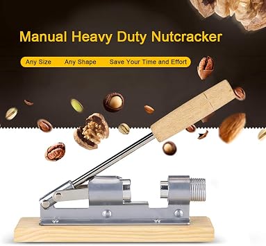 Heavy Duty Nutcracker,Manual Mechanical Lever Walnut Plier Labor Saving Desktop Opener Tools Shell Breaker with Wood Base & Handle for Hazelnuts Almonds Brazil Nuts Pecan
