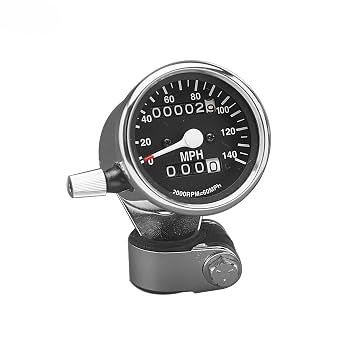 Mini 21 Ratio Speedometer w/Resettable Odometers 140 MPH Black Face Speedo Fit For Harley Sportster 1954-1972, FL 47-67 FX FXR 1973-1990
