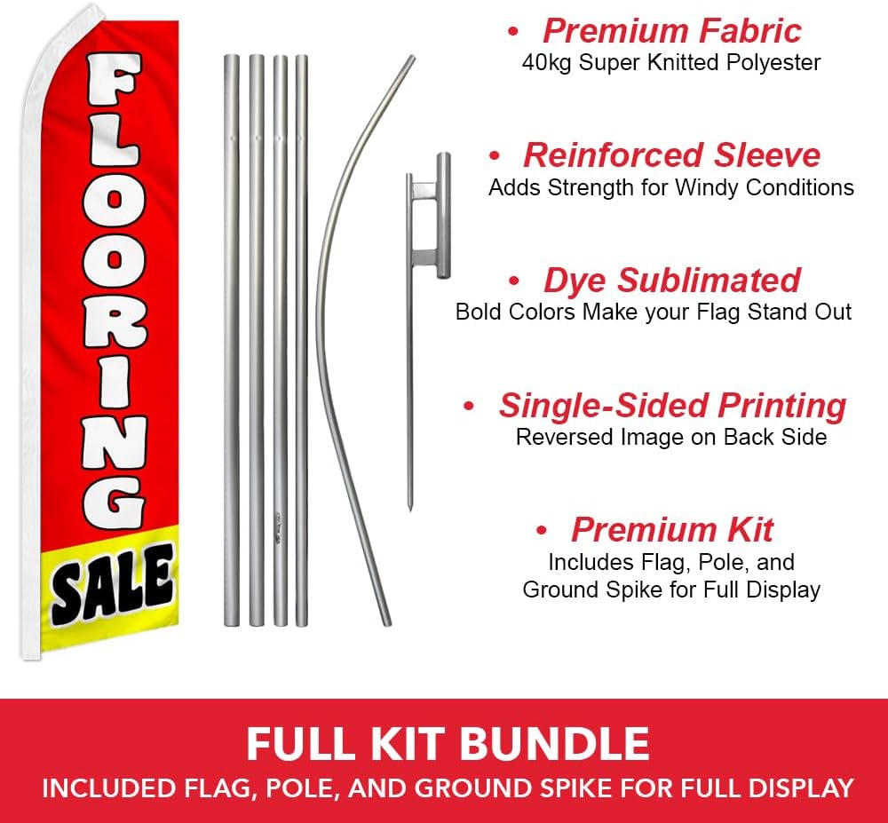 Flooring Sale Swooper Advertising Flag & Pole Kit - Perfect for Appliance & Hardware Stores, Flooring Outlet Stores, Home Remodeling