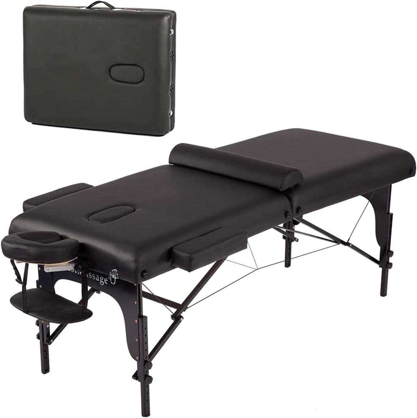 BestMassage Massage Bed Portable Massage Table 77" L 30" W 4" THK Lash Bed Heigh Adjustable 2 Folding PU Leather Spa Table with Oxford Bag for Spa Footmassage Facial CareSpa Tattoo