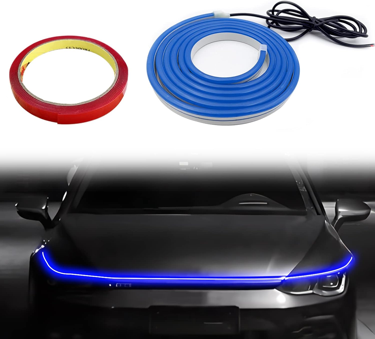 Car Exterior Hood LED Strip Lights, 71inch Waterproof