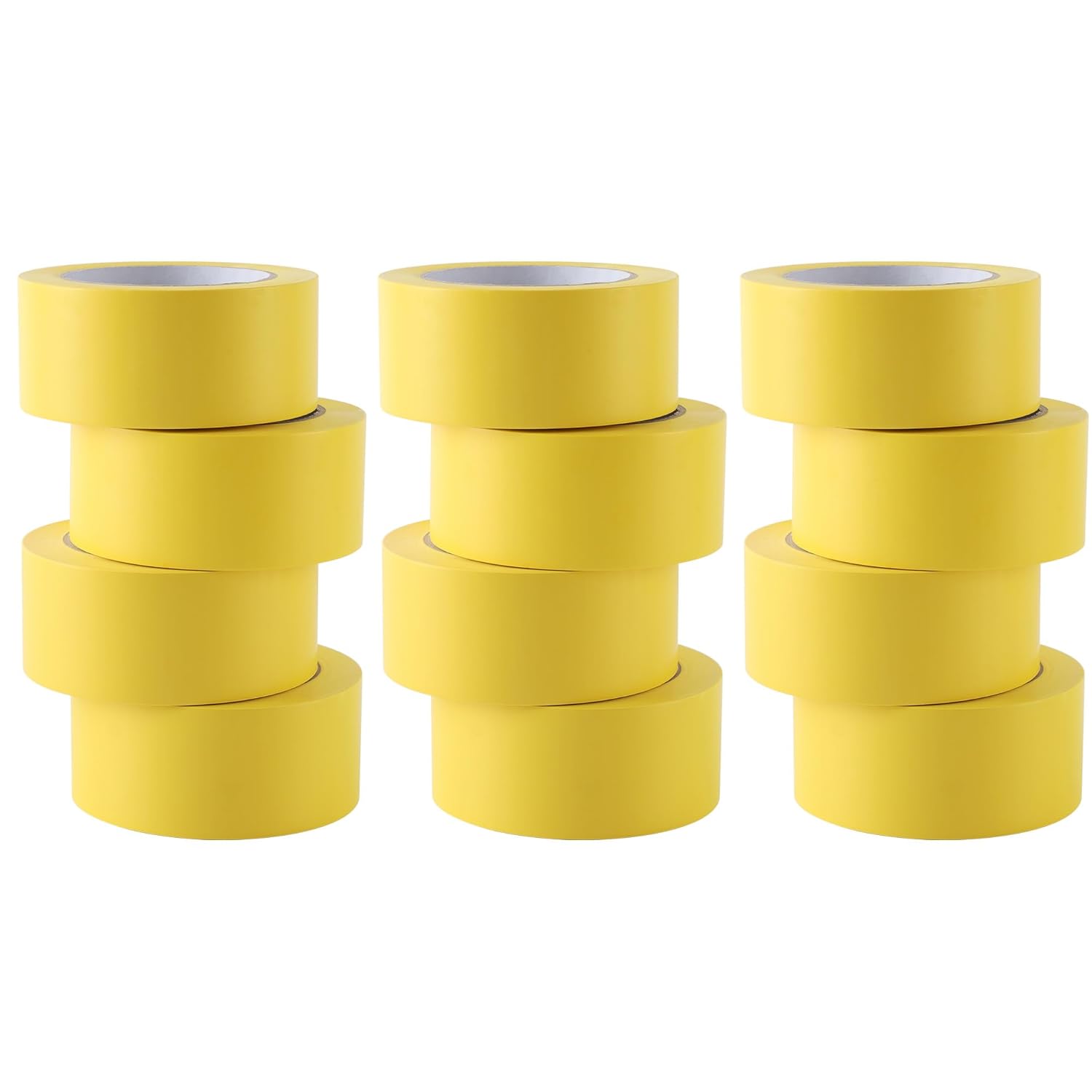 Lichamp 12 Rolls Vinyl Tape, Premium Safety Marking and Traffic Floor Marking Tape, Bundling, Social Distancing, 2 Inch x 36 Yards per Roll, 432 Total Yards, Yellow