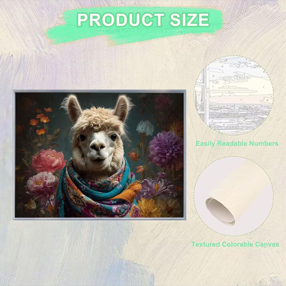 Malen Nach Zahlen Erwachsene DIY Komplettset - Hochwertige Acrylfarben & Leinwand - Entspannendes Kunsthandwerk für Anfänger & Fortgeschrittene - Ideales Home Deko - Tiere Alpa Motiv (80x100cm) C-177