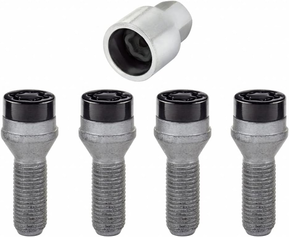 McGard Wheel Lock Bolt Set For BMW X3 2004-2010 | Cone Seat | M14 x 1.5 | 17mm Hex | 31.0mm Shank Length | 4-Pack | Black