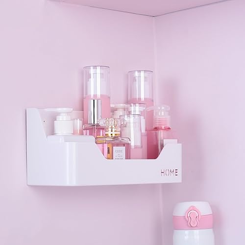 Estante de mesita de noche, pequeño plástico montado en la pared, organizador de estante adhesivo para teléfono celular, lentes de lectura, control