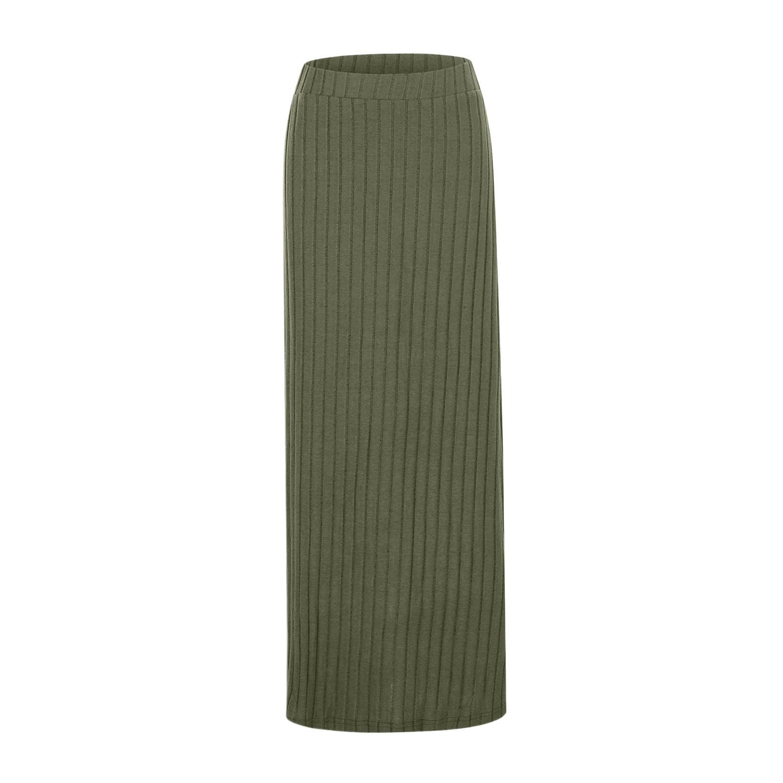 Damen Strickrock High Waist Bleistiftrock Lang Elegant Midirock Winter Vintage Röcke mit Schlitz Bodycon Winterrock Slim Fit Freizeitrock Stretchrock