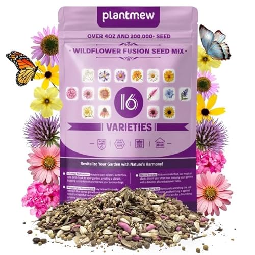 200,000+ Wildflower Seeds [4oz] 16 Variety Perennial Mix - Non-GMO,