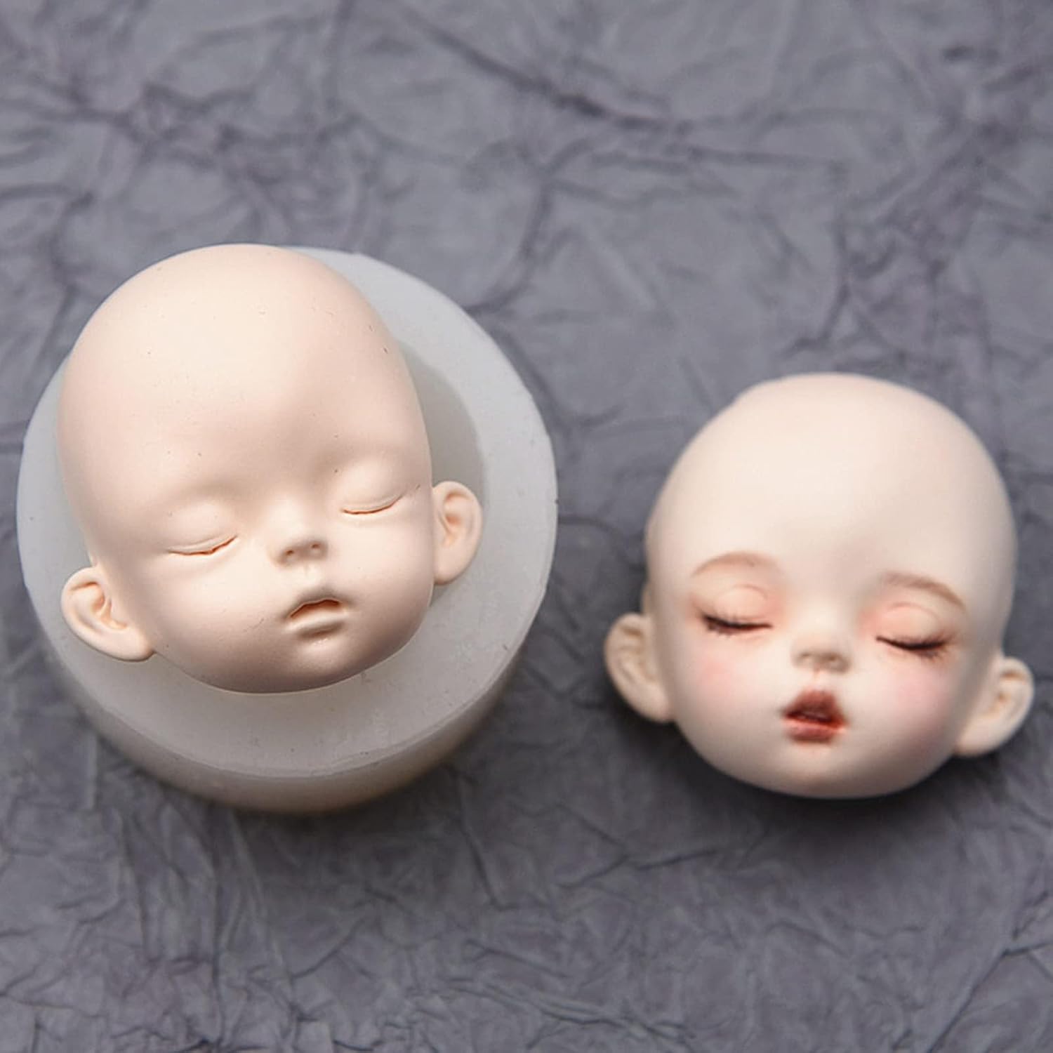 3D Doll Face Fondant Character Mold Art Kit, Face Doll Head Silicone Cake Decoration Fondant Mold,for Cookies Candy Chocolate Muffins Marzipan Gum Jelly DIY