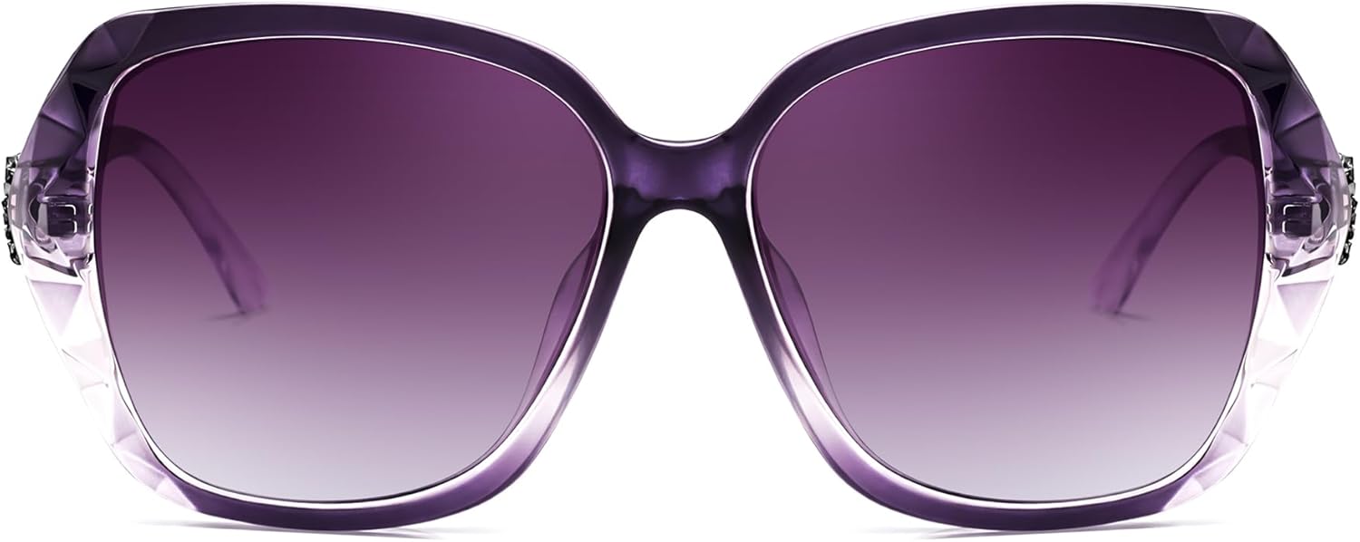FEISEDY Polarized Women Square Sunglasses Sparkling Composite Shiny Frame B2289