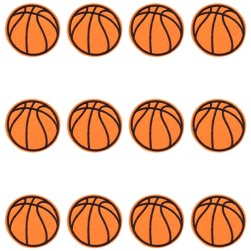 JKJF 12 Pcs Basketball Embroidery Patches Basketball Iron on Patches Sports Ball Sew On Applique Badge for Clothes Backpack Shoes Jacket Jeans Hat