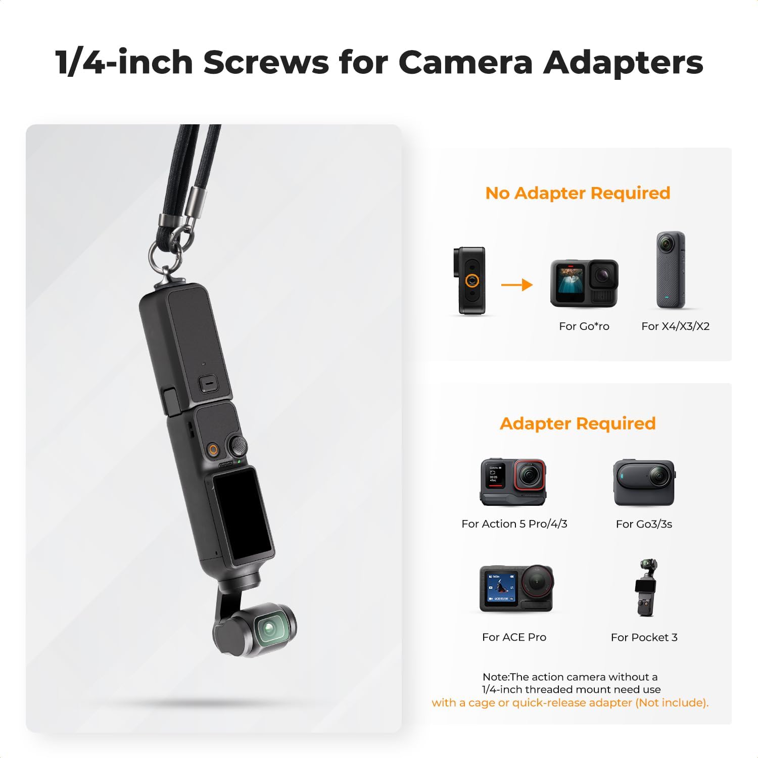 K&F CONCEPT 2-in-1 Phone Lanyard Crossbody with 1/4" Screw, Adjustable Anti Theft Crossbody Strap Compatible for DJI Osmo image 5