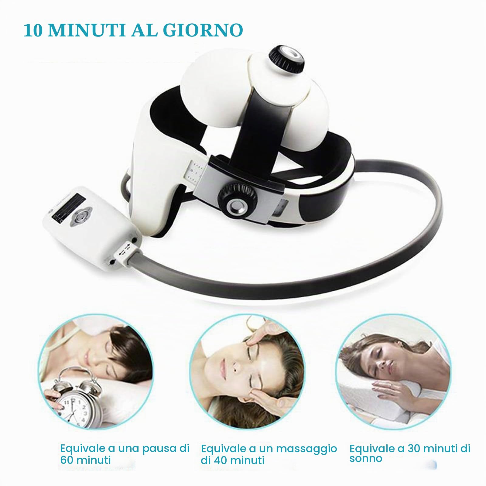 Massaggiatore Elettrico Portatile Per La Testa Con Casco, Massaggiatore Per Il Cuoio Capelluto, Pressione E Vibrazione, Impacchi Caldi E Musica, Massaggio Puntiforme