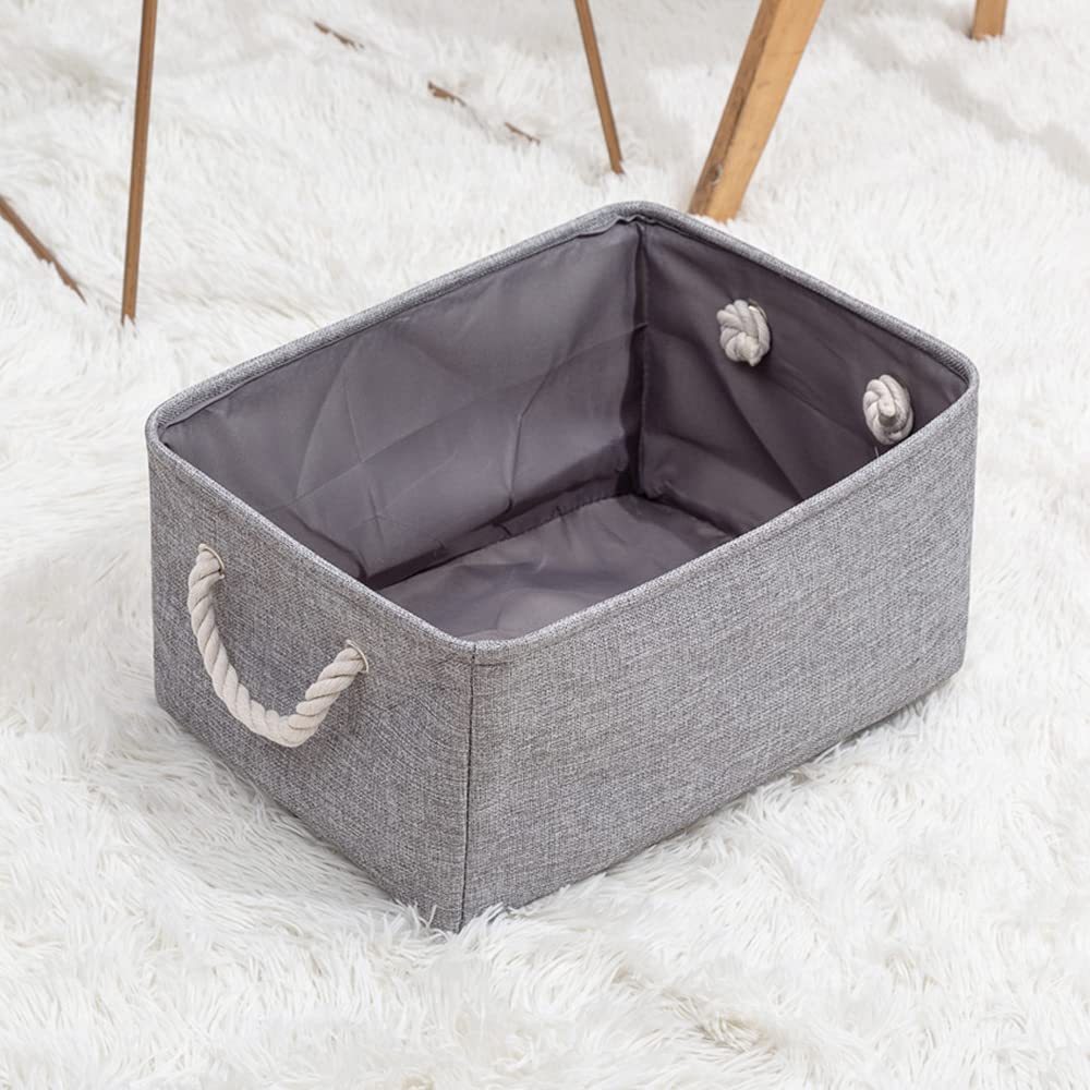 Aniyan 3er Set Aufbewahrungsbox 41x32x20cm mit Griff, Kleideraufbewahrung Leinenkörbe faltbar, Stoff Aufbewahrungskorb Grau