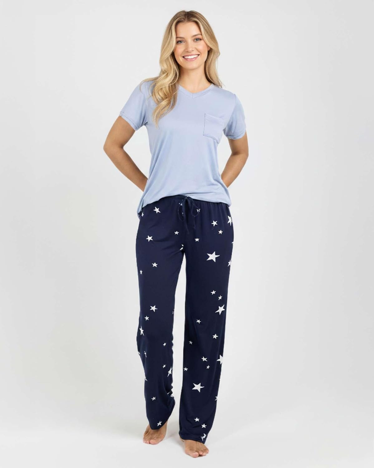 Real Essentials 2 Pack: Women's Comfy Pajama Sets - Short & Long Sleeve Ladies Loungewear Sleepwear PJs (Available In Plus) - Image 2