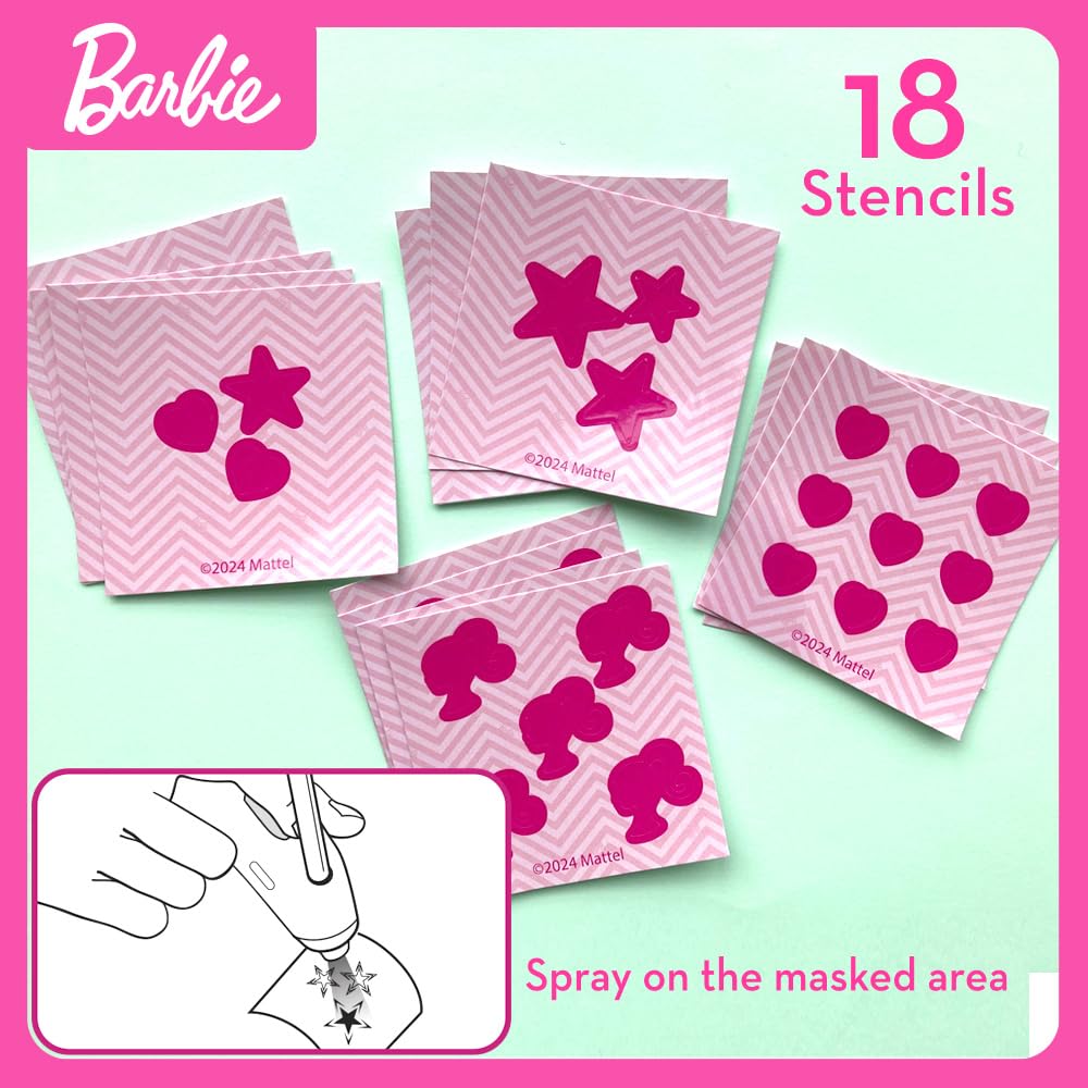 Barbie DIY Airbrush Studio, 25-Piece Color Splash Fashion Kit, Vibrant Colors (Including Primary and Secondary Colors - Image 4