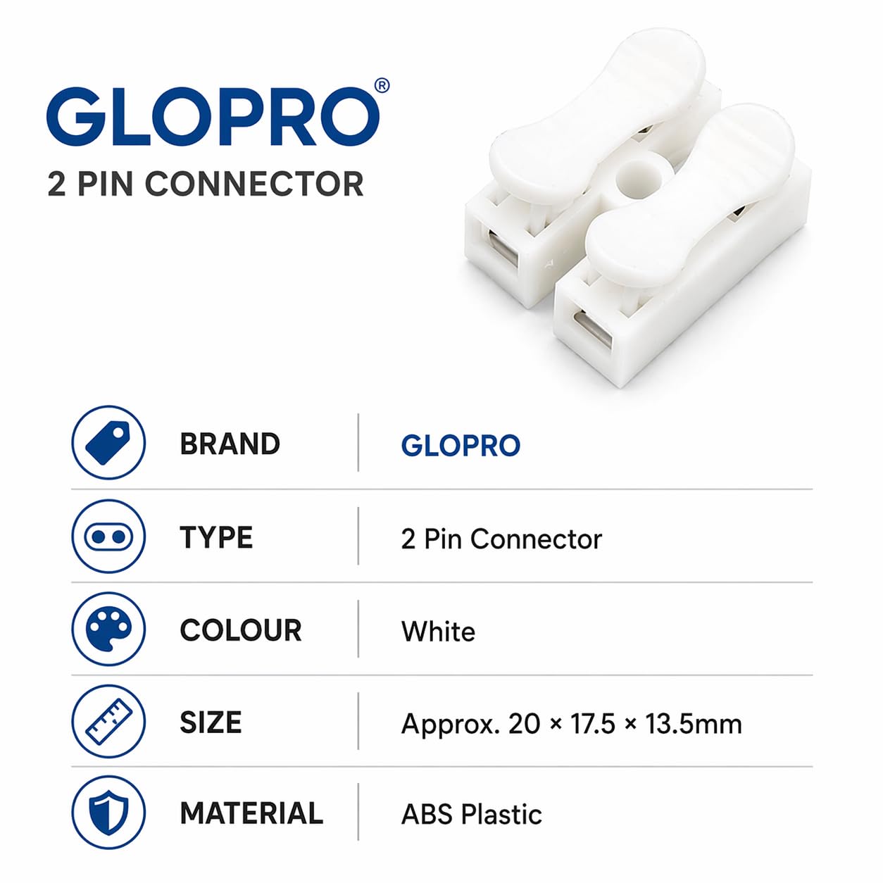 Glopro 2 Pin Connectors - 50 Pack -2