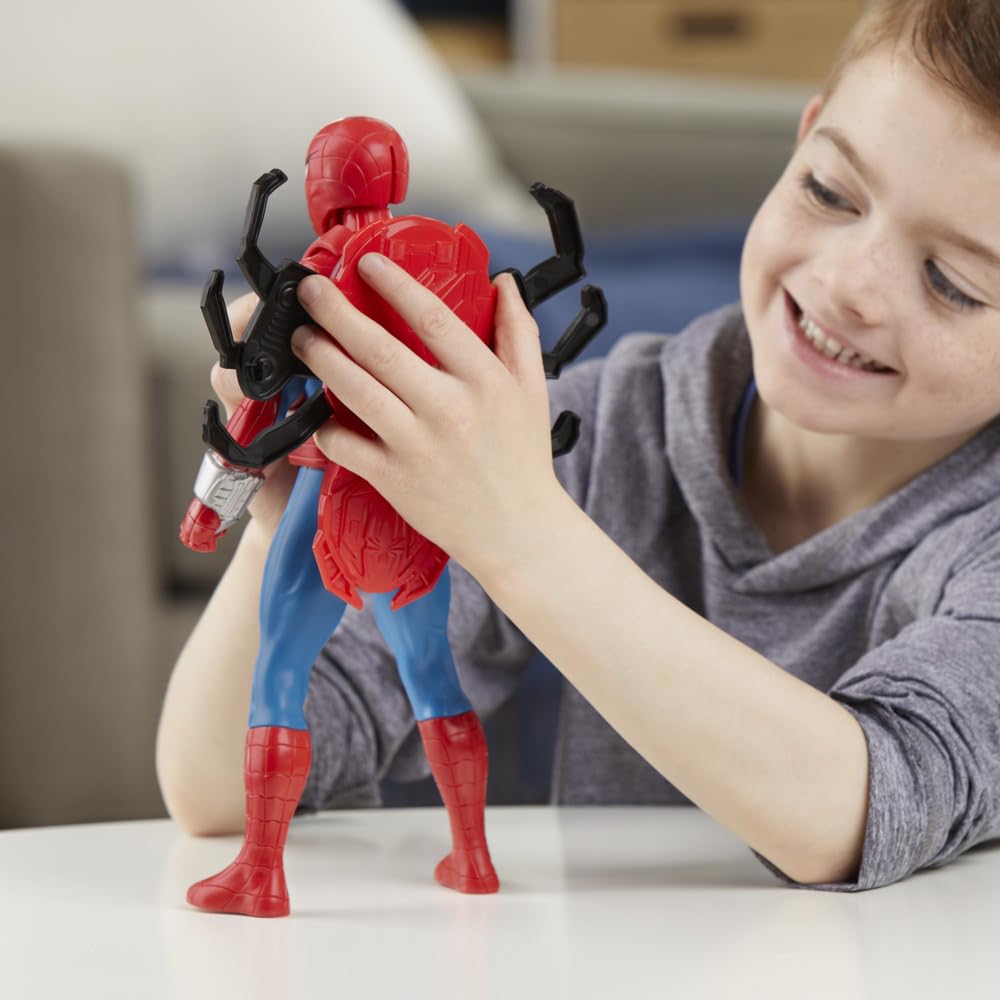 Marvel Spider-Man Thwip Blast Spider-Man figurka z akcesoriami, zabawka superbohatera w skali 11 cali dla dzieci w wieku od 4 lat
