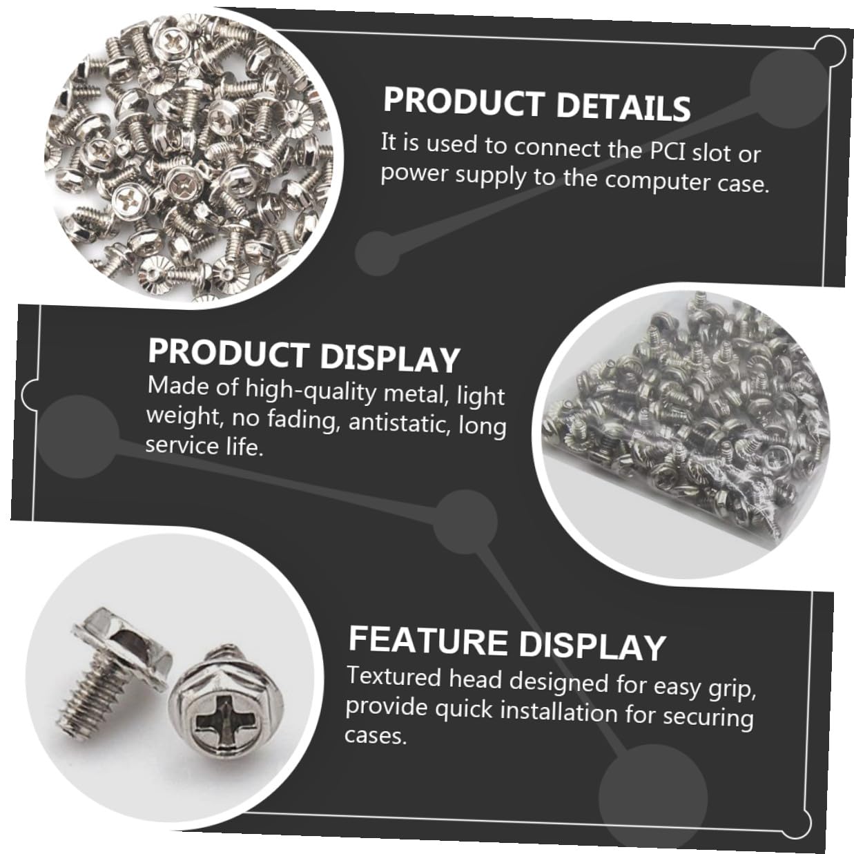 SEWACC 100pcs Pci Slot Screw and Computer Replacement Screw Set, Silver 6#-32x6mm Round Head Fastener for PC Case, Power Supply, and Motherboard Components